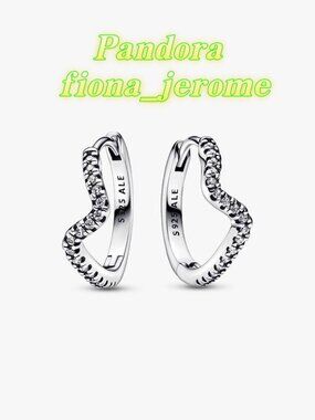 Pandora Sparkling Wave Hoop Earrings